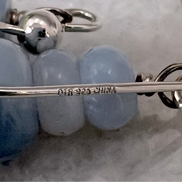 Sterling Silver Blue Opal Bead Necklace and Dangle Earrings Ensemble - Picture 15 of 16